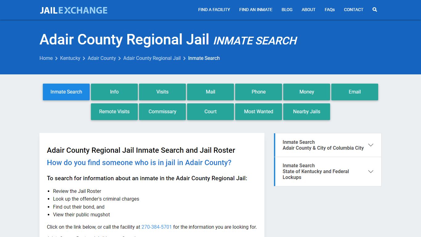 Adair County Regional Jail Inmate Search - Jail Exchange